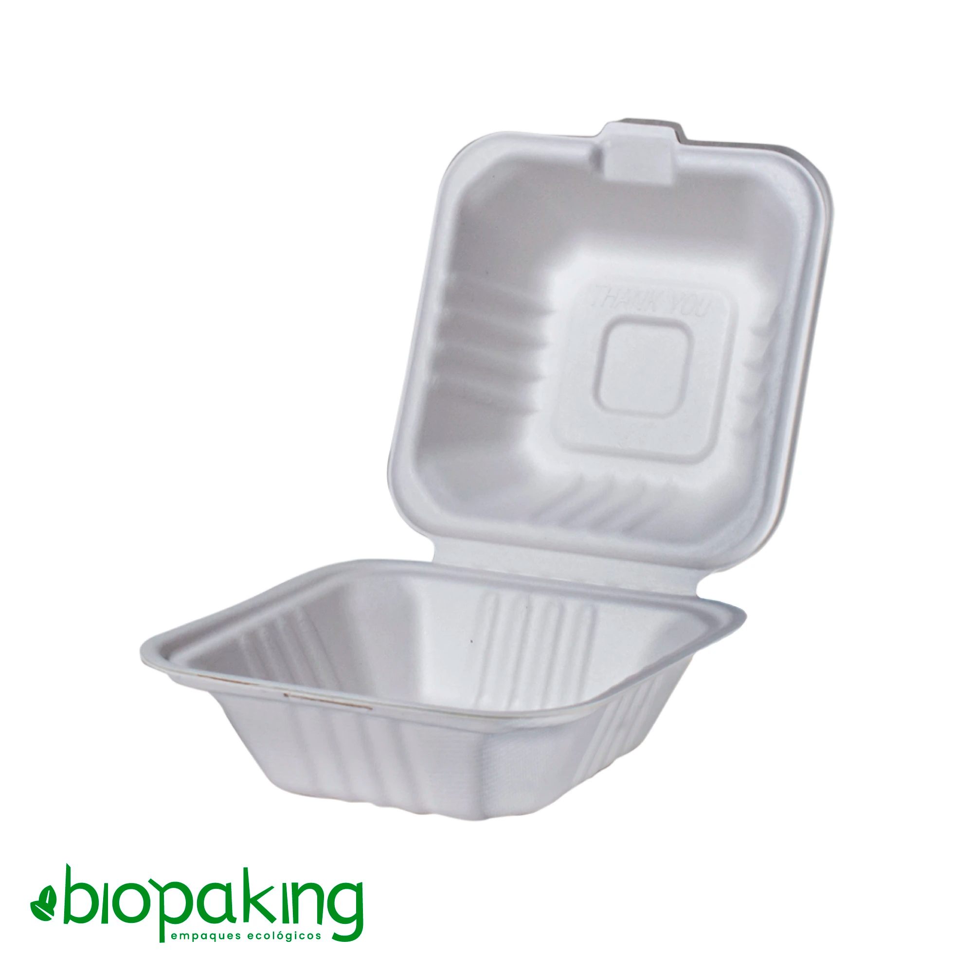 Envase biodegradable CT6 de 480ml hecho de bagazo de caña de azúcar, ideal para alimentos fríos y calientes.